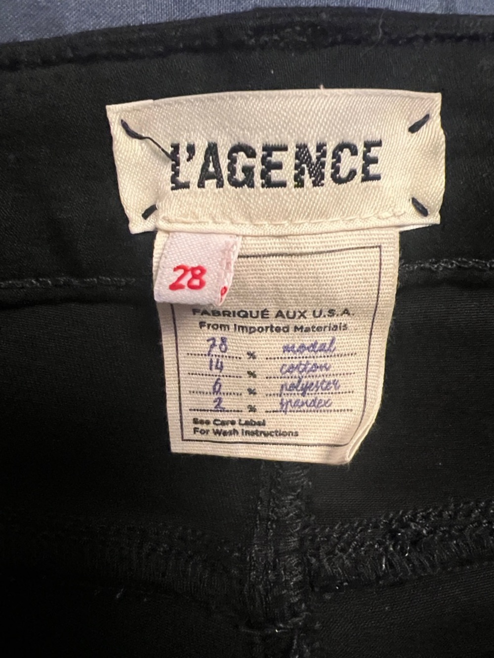 L'AGENCE Black Jeans with White Brand Tag
